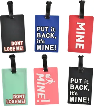 Funny Luggage Tags, Personalized Letter Travel Suitcase Baggage Tags Backpack Card Holder Identify Label with Adjustable Buckle for Women Men (PVC, 6 Styles)