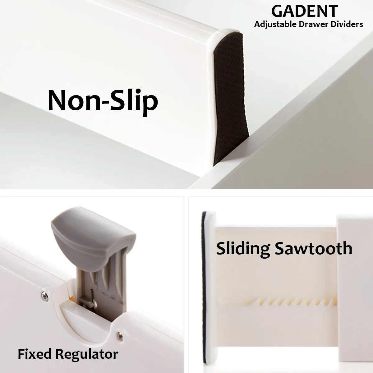 GADENT Adjustable Expandable Drawer Dividers Best for Kitchen Clothes Dresser Bathroom Bedroom Desk Baby Drawer Beige Color