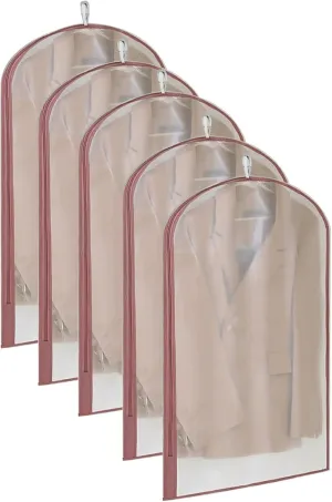 Garment Bag, Clothing Covers for Hanging Clothes, Transparent Color, Side Zipper Opening, Fully Enclosed, Suitable for Jackets, Dresses(Pink,60x110cm x43in)