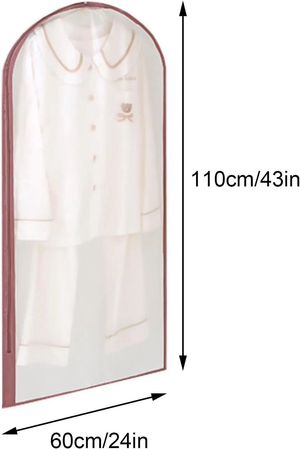 Garment Bag, Clothing Covers for Hanging Clothes, Transparent Color, Side Zipper Opening, Fully Enclosed, Suitable for Jackets, Dresses(Pink,60x110cm x43in)