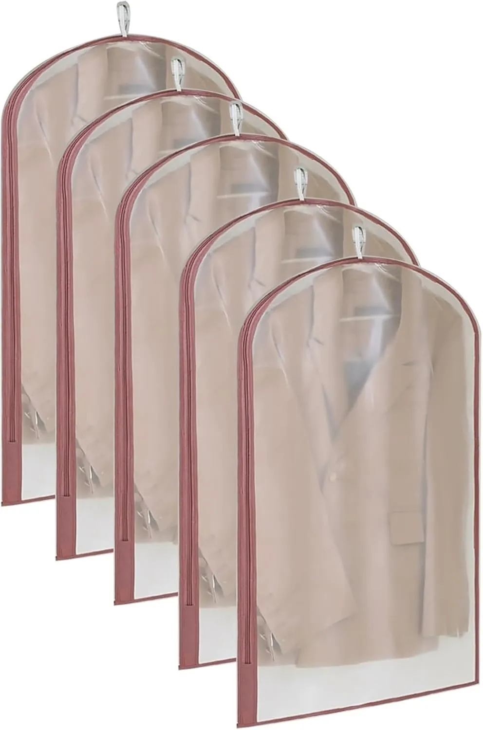 Garment Bag, Clothing Covers for Hanging Clothes, Transparent Color, Side Zipper Opening, Fully Enclosed, Suitable for Jackets, Dresses(Pink,60x110cm x43in)