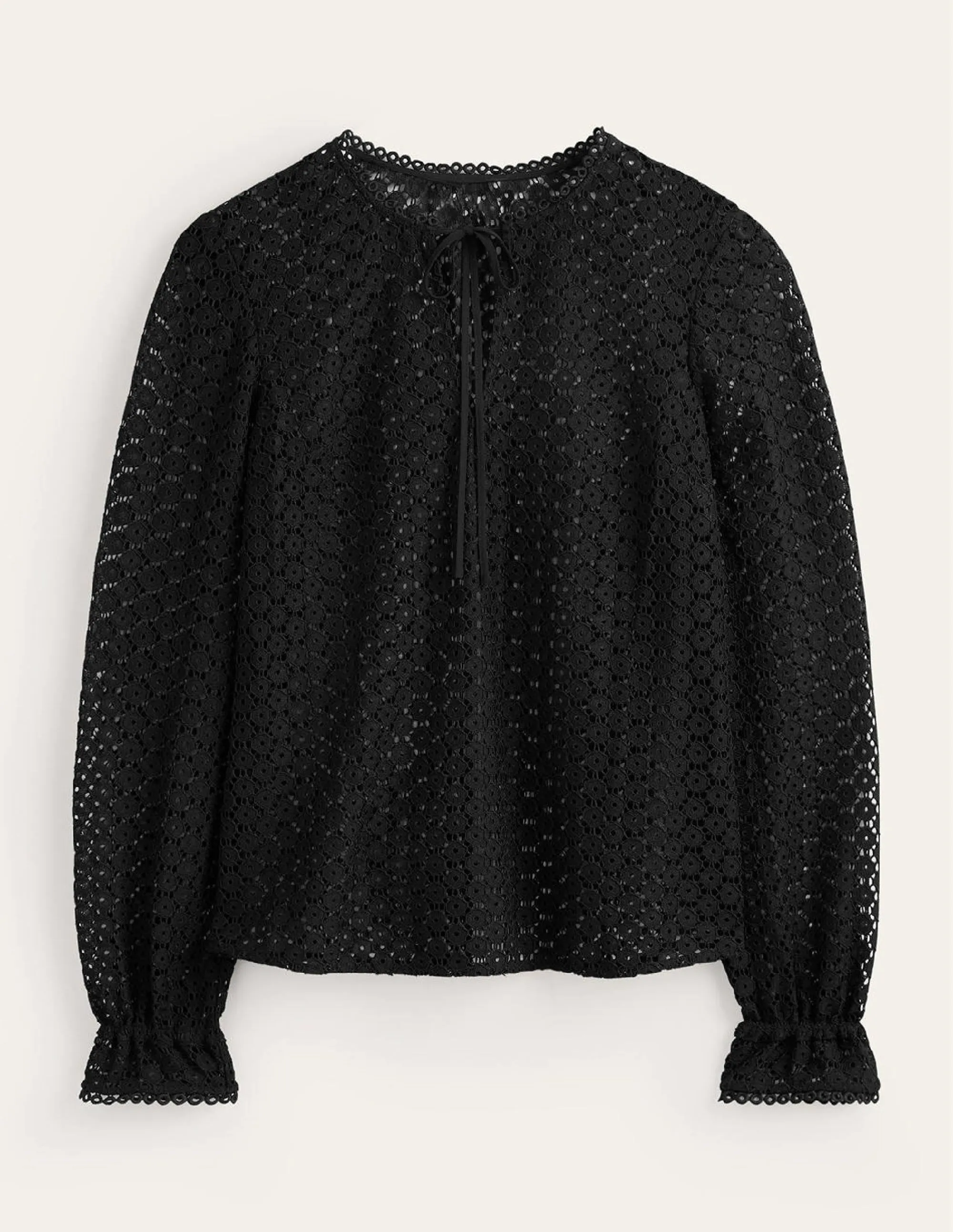 Geo-Lace Romantic Top-Black