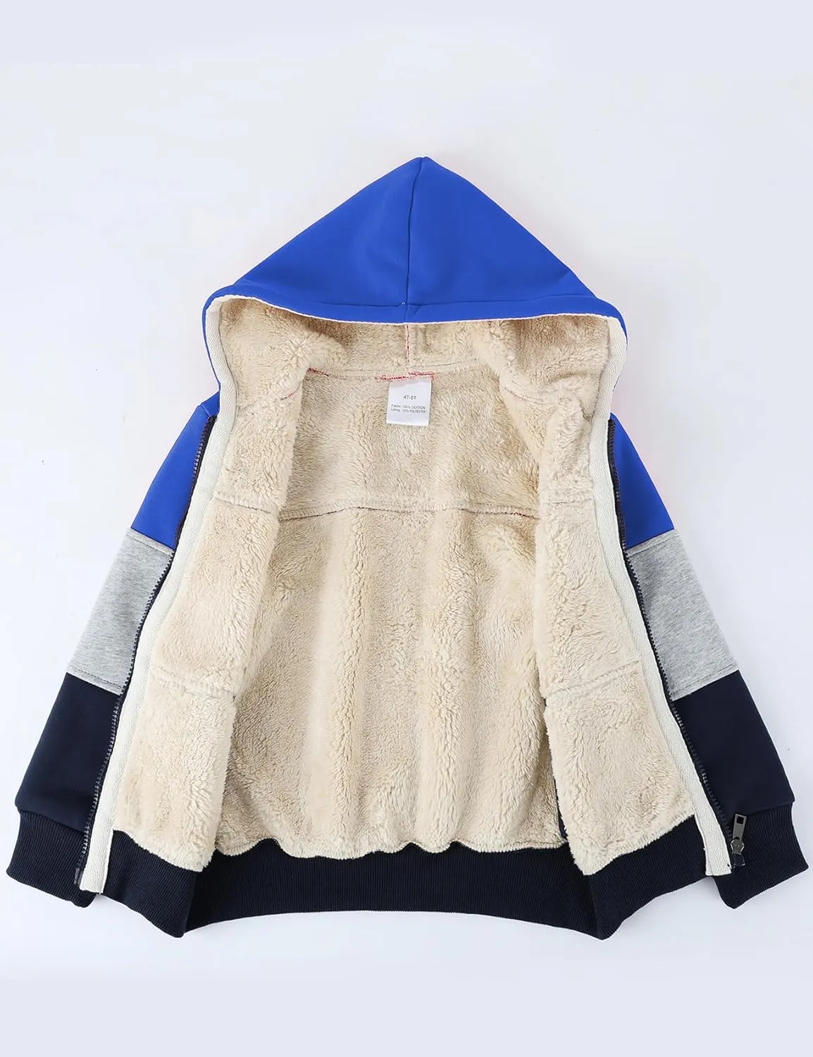 Gihuo Unisex Boy's Girl's Hoodie Sherpa Lined Jacket Zip Up Fleece Hooded Sweatshirt Winter Warm Coat Outerwear 4-12Y