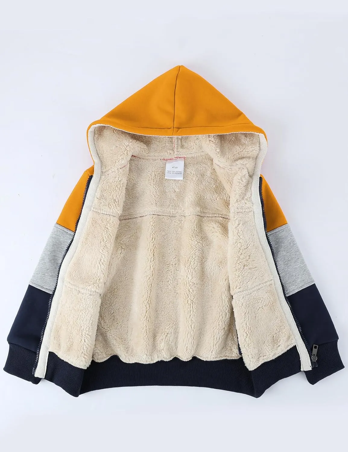 Gihuo Unisex Boy's Girl's Hoodie Sherpa Lined Jacket Zip Up Fleece Hooded Sweatshirt Winter Warm Coat Outerwear 4-12Y