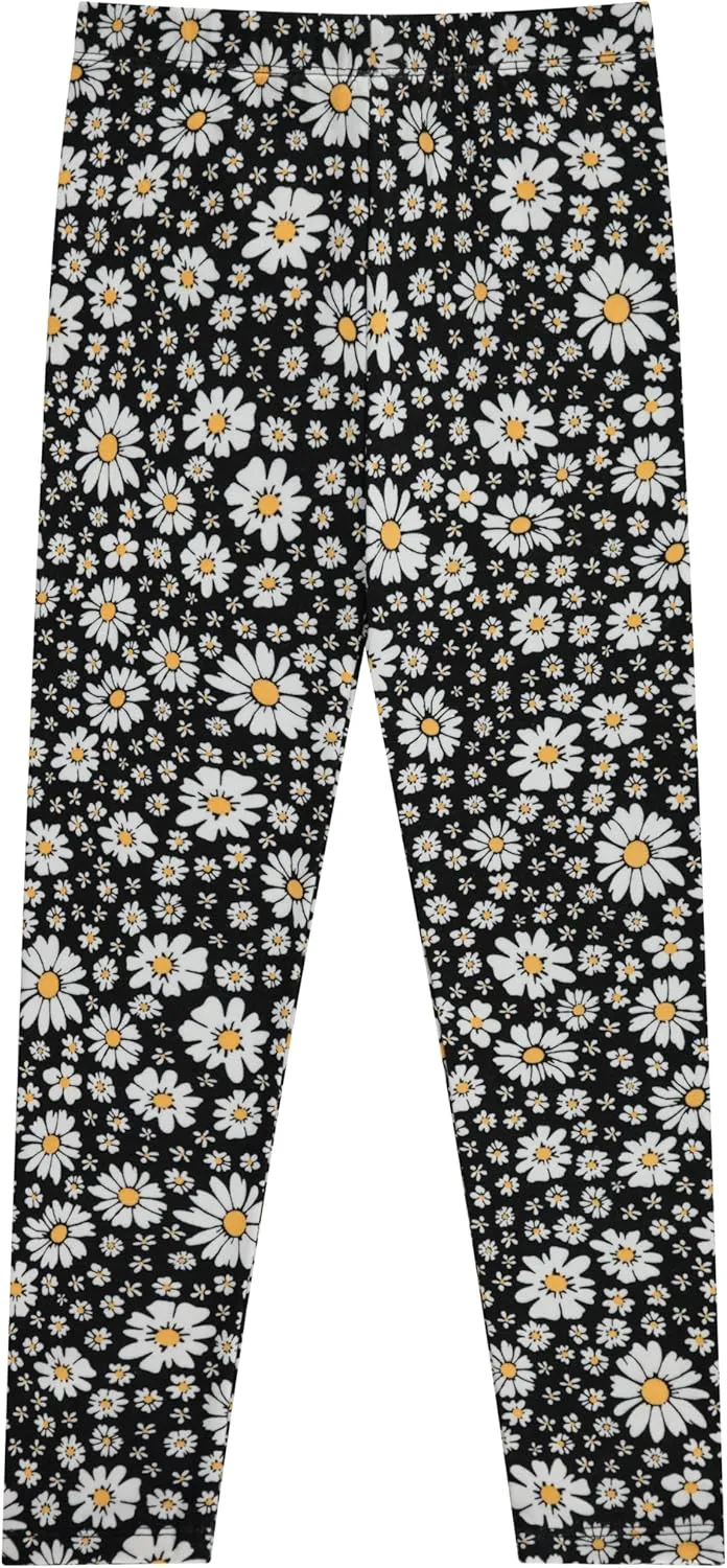 Girls' 4-Pack Fleece Lined Leggings: Whimsical Wonderland of Styles in Sizes 4-16! Unicorns, Flowers & Hearts Galore!