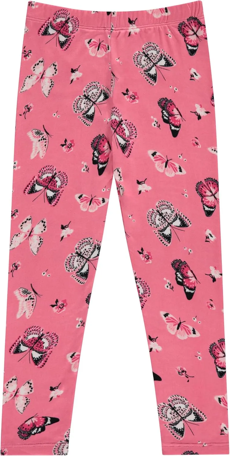Girls' 4-Pack Fleece Lined Leggings: Whimsical Wonderland of Styles in Sizes 4-16! Unicorns, Flowers & Hearts Galore!