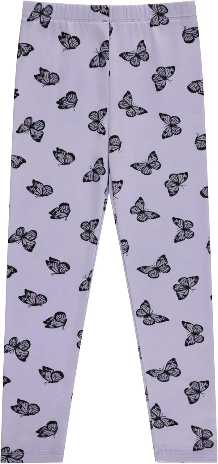 Girls' 4-Pack Fleece Lined Leggings: Whimsical Wonderland of Styles in Sizes 4-16! Unicorns, Flowers & Hearts Galore!