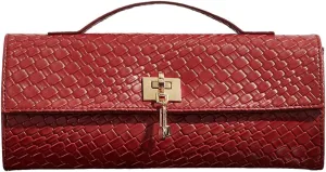 GORGLITTER Women's Woven Clutch Purses Leather Evening Bags Satchel Handbag Formal Cocktail Party Purses