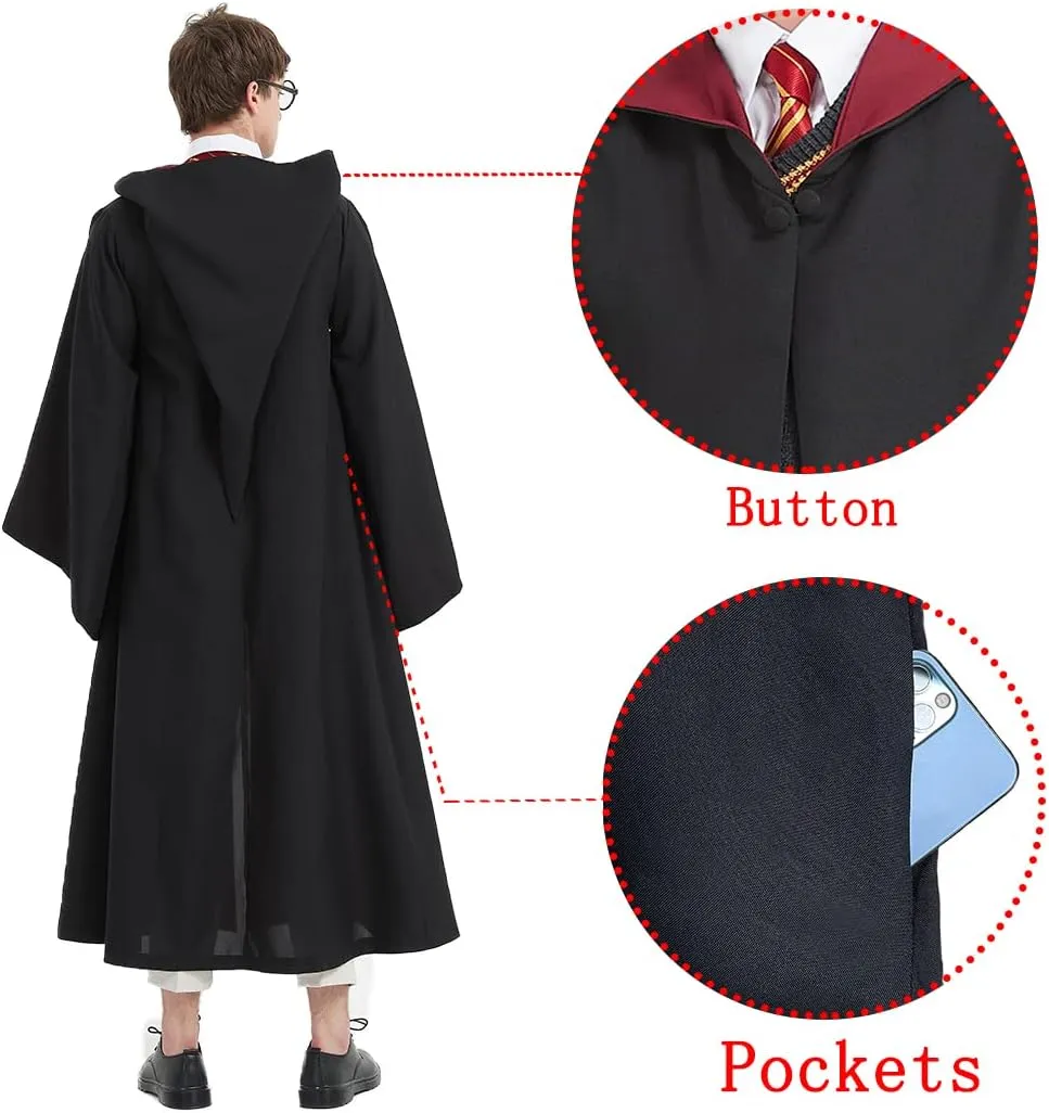 Guturris Teens Magical Robe Four Styles Magic Cloak Witch Magical Hooded Cape Men and Women School Cosplay Outfit