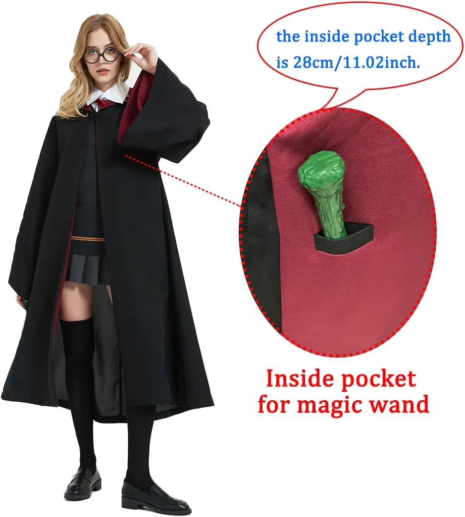 Guturris Teens Magical Robe Four Styles Magic Cloak Witch Magical Hooded Cape Men and Women School Cosplay Outfit