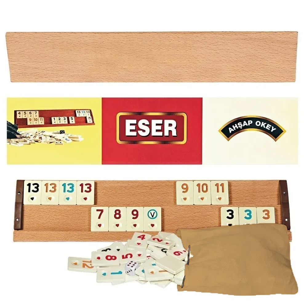 Hakan Rummy Cube Turkish Okey Game Set with 4 Racks