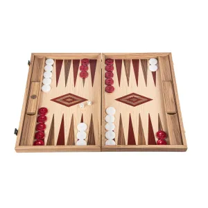 Handcrafted Oak & American Walnut Backgammon Set with Side Racks - Elegant Marquetry Design