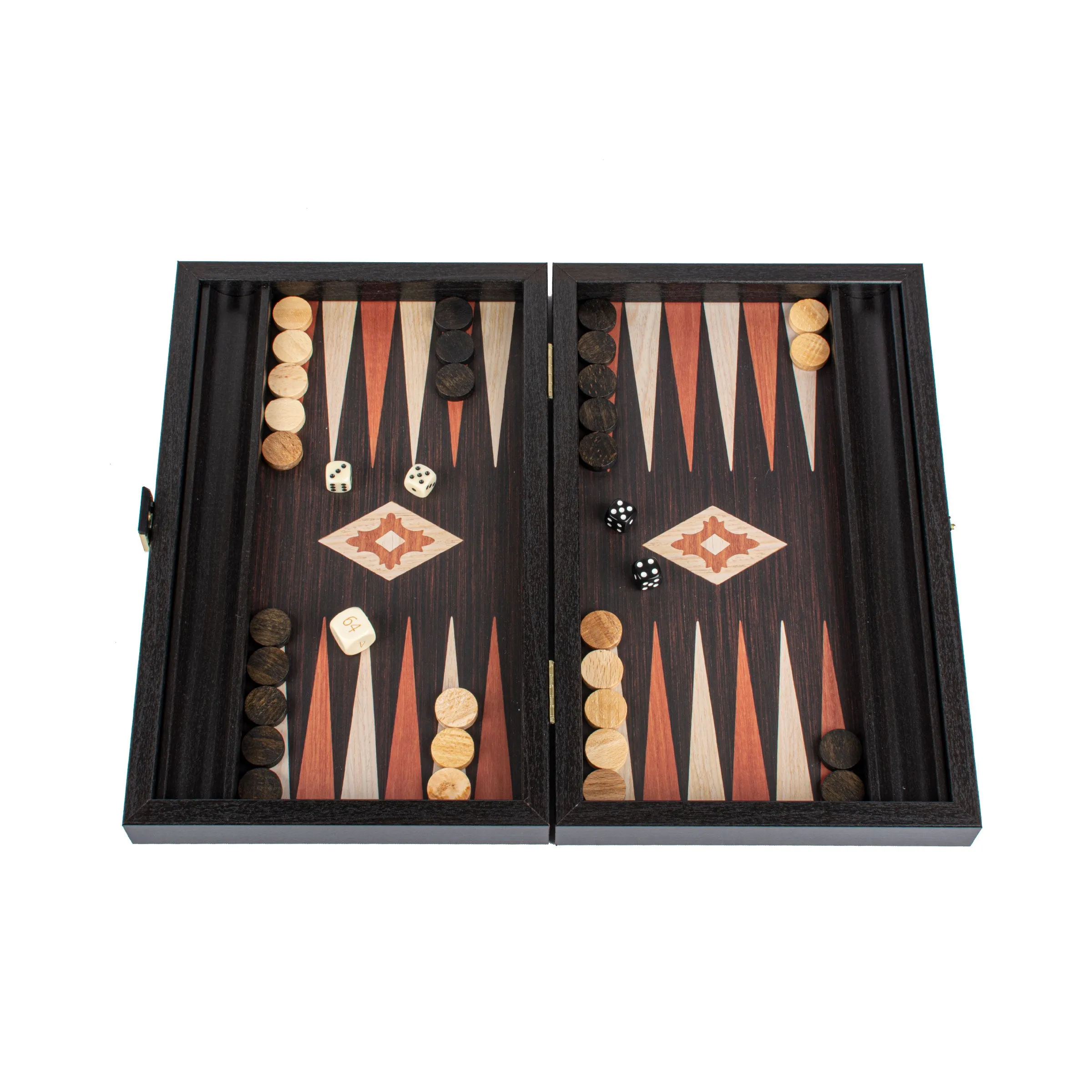 Handcrafted Wenge Replica Wood Backgammon Set with Side Racks - Classic Design and Quality Materials