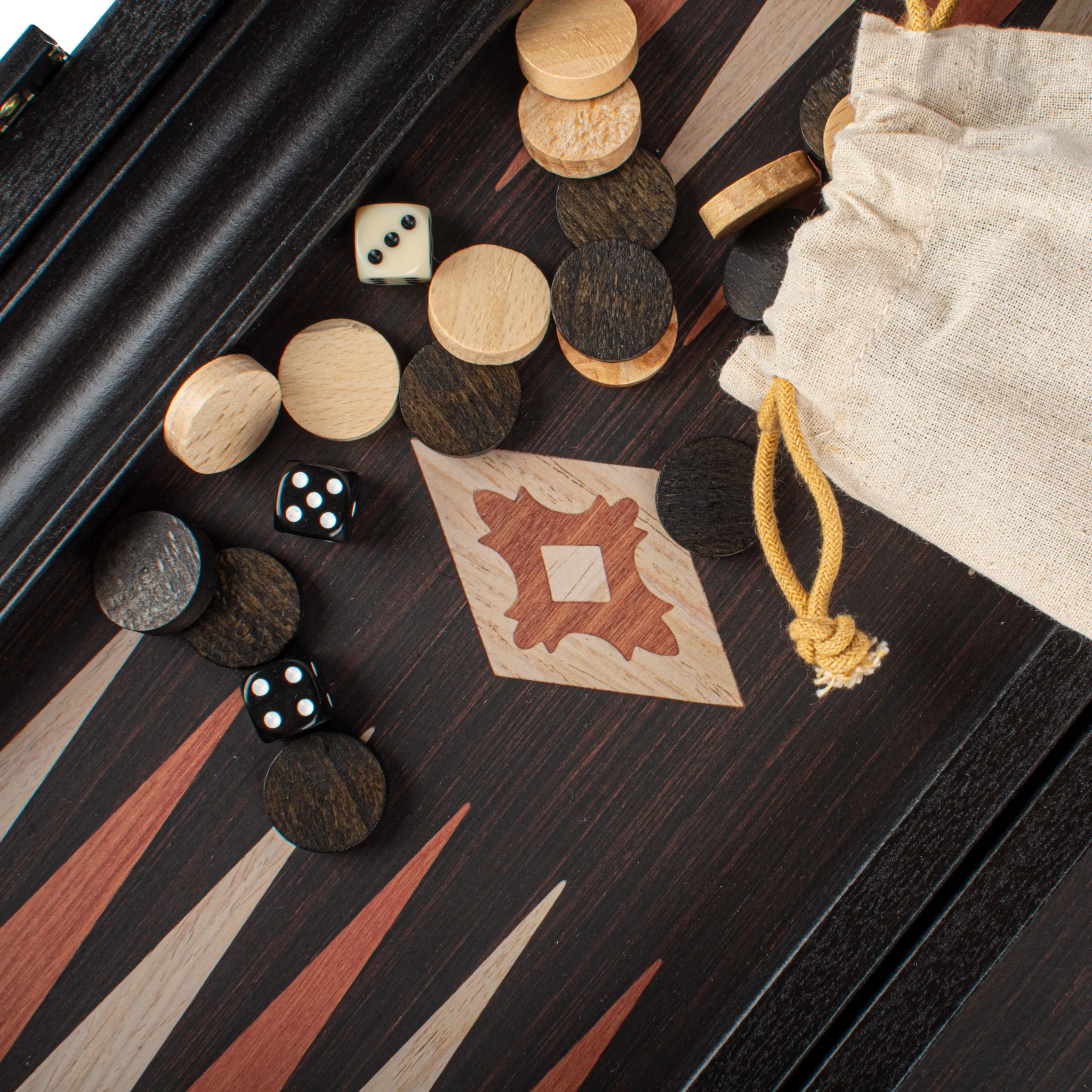 Handcrafted Wenge Replica Wood Backgammon Set with Side Racks - Classic Design and Quality Materials