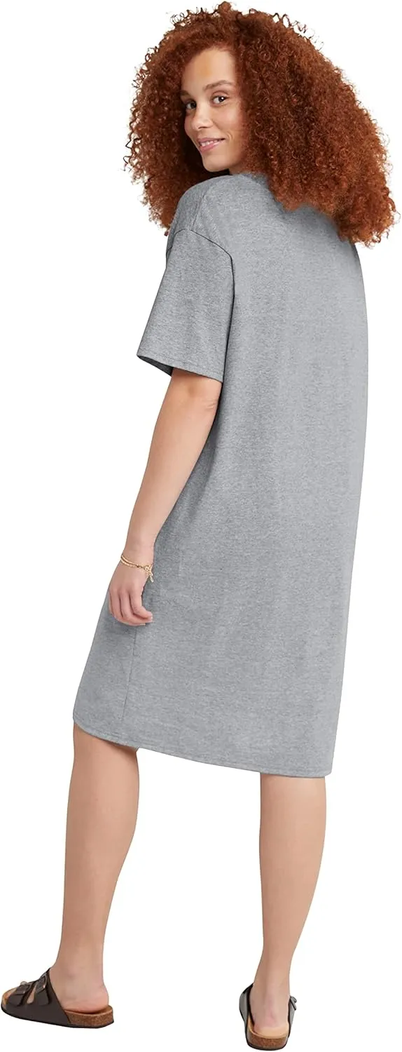Hanes Women's Essentials Cotton T-Shirt Dress, Wear Around Jersey Oversized Shirt
