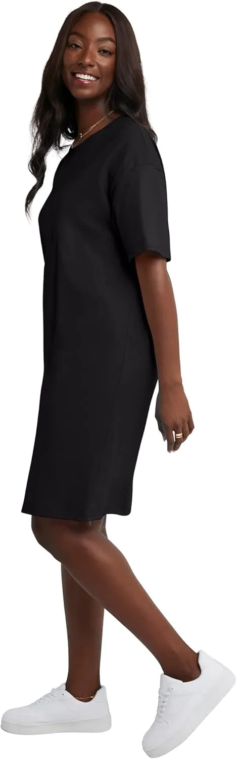Hanes Women's Essentials Cotton T-Shirt Dress, Wear Around Jersey Oversized Shirt