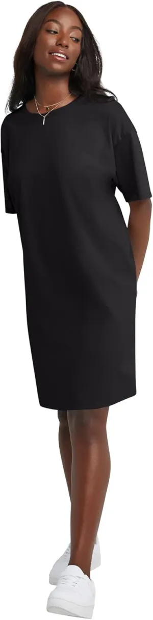 Hanes Women's Essentials Cotton T-Shirt Dress, Wear Around Jersey Oversized Shirt