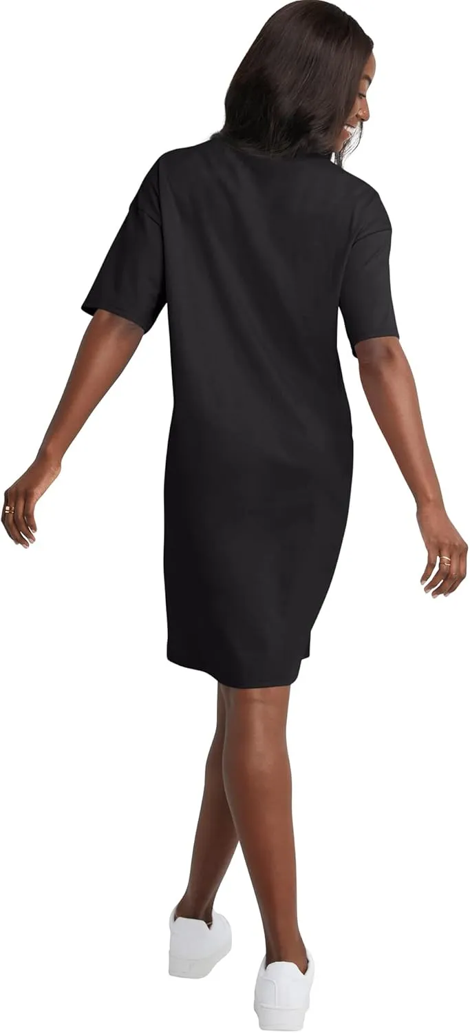 Hanes Women's Essentials Cotton T-Shirt Dress, Wear Around Jersey Oversized Shirt
