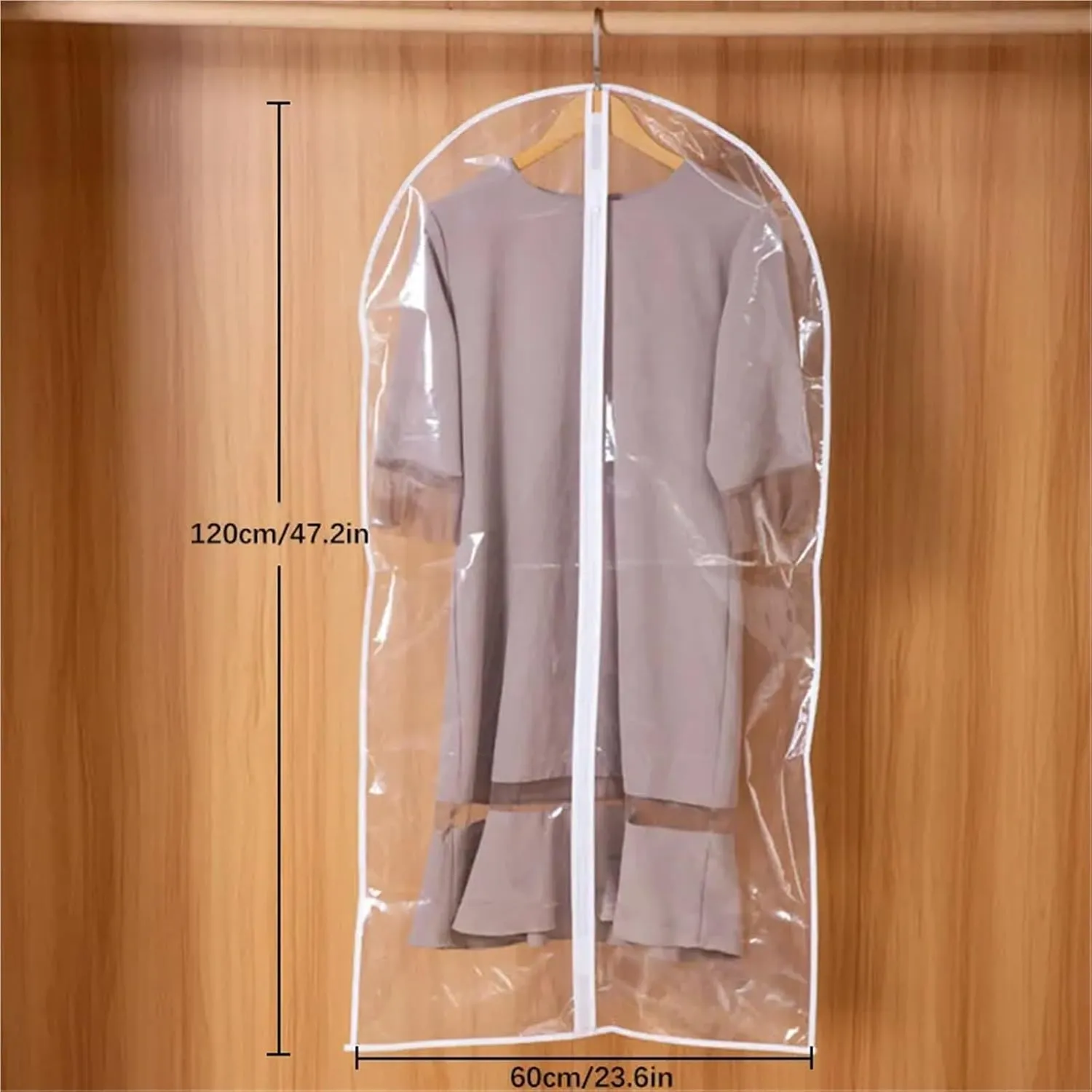 Hanging Garment Bag 5 Pcs Dustproof Garment Hanging Bag, Lightweight Clothes Storage Bag For Closet, Translucent Cover(60x120cm)