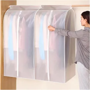 Hanging Garment Bag Clothes Hanging Dust Cover Transparent Dress Suit Coat Storage Bag Large Capacity Wardrobe Protector Garment Organizer(White 60x30x90cm)