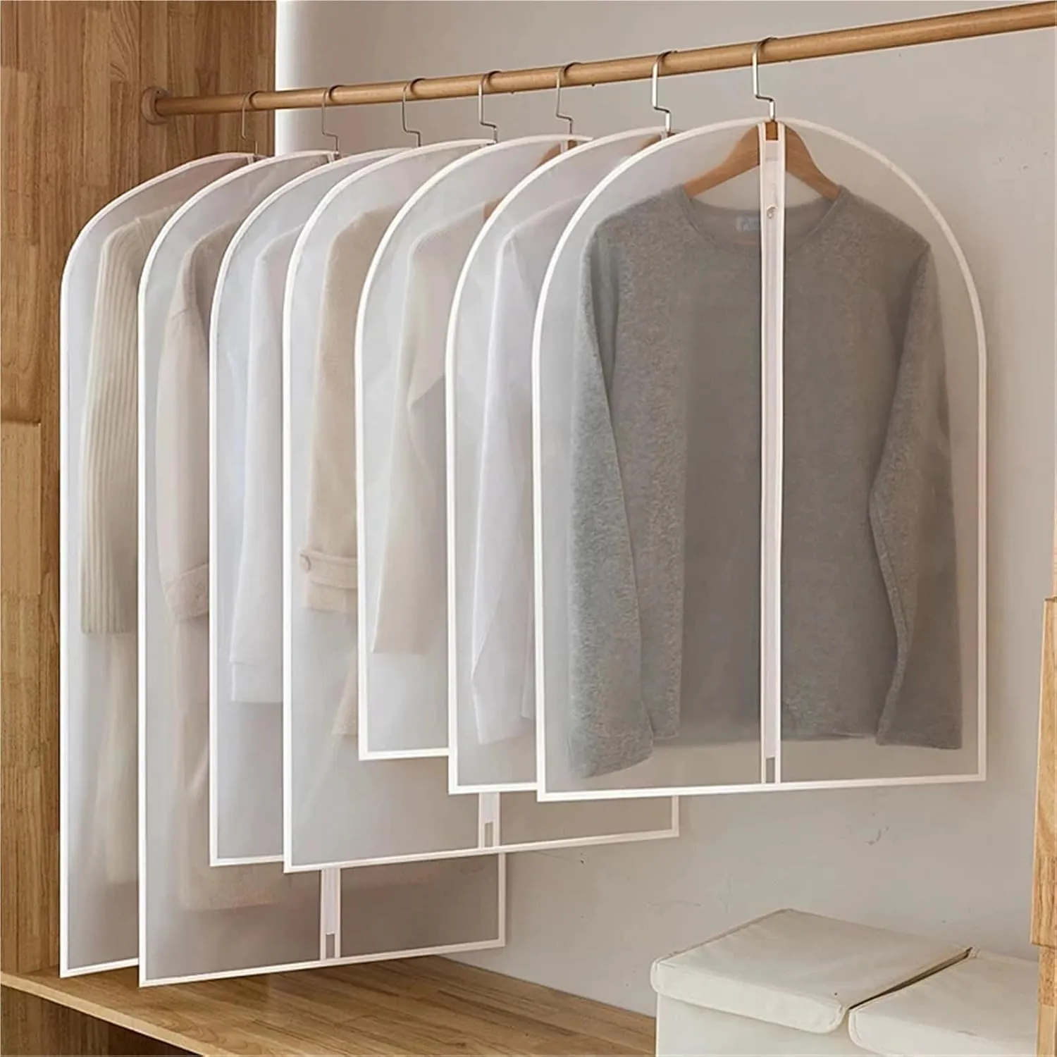 Hanging Garment Bag Dust proof Garment Protector Cover Bag Fully Enclosed Clothes Cover with Zipper Clothes Bags Hanging Clothes Storage Bag(60x120cm)