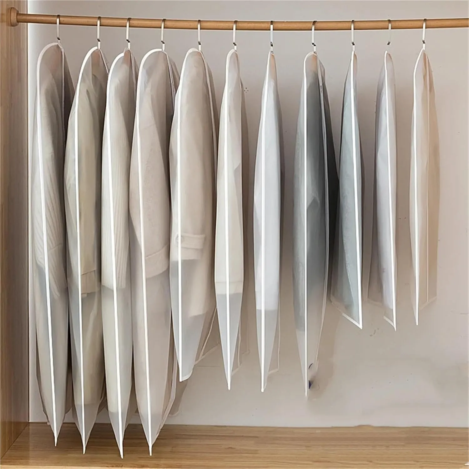 Hanging Garment Bag Dust proof Garment Protector Cover Bag Fully Enclosed Clothes Cover with Zipper Clothes Bags Hanging Clothes Storage Bag(60x120cm)