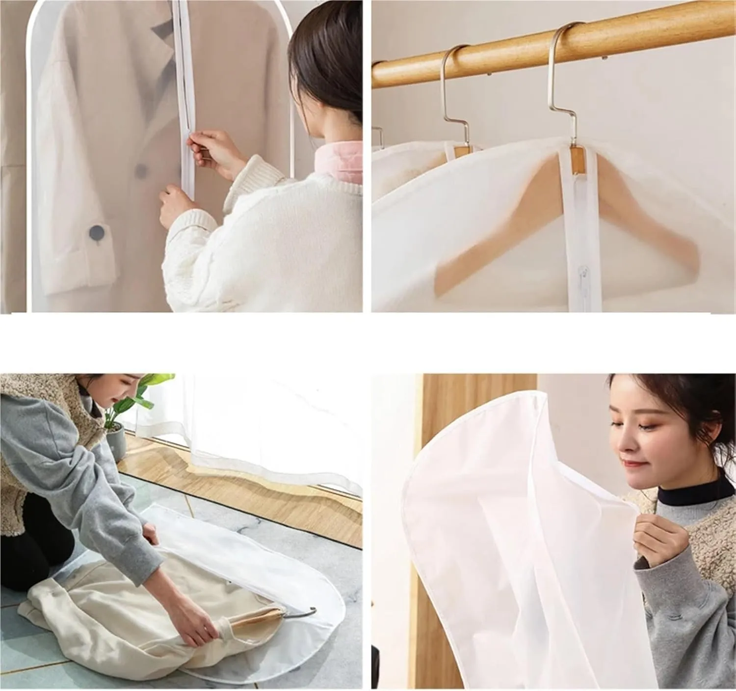 Hanging Garment Bag Dust proof Garment Protector Cover Bag Fully Enclosed Clothes Cover with Zipper Clothes Bags Hanging Clothes Storage Bag(60x120cm)
