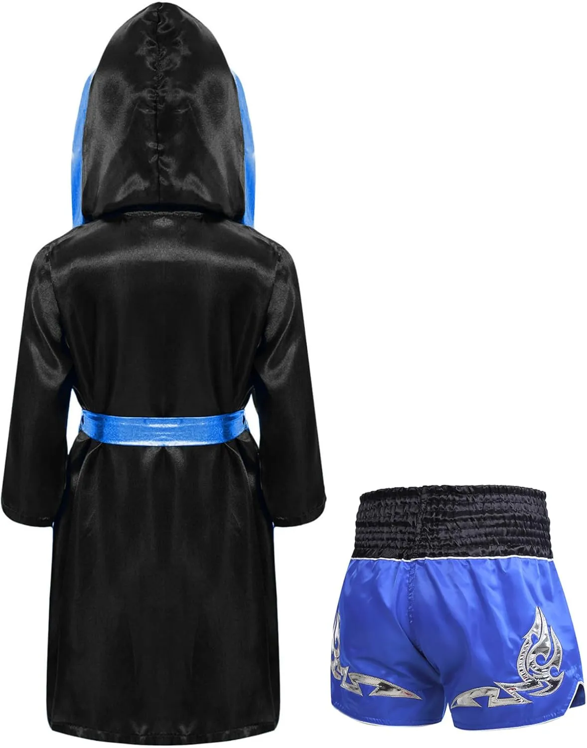 Hansber Kids Boys Boxer Costume Long Sleeve Boxing Robes with Shorts Boxing Hooded Cloak Uniform Outfits