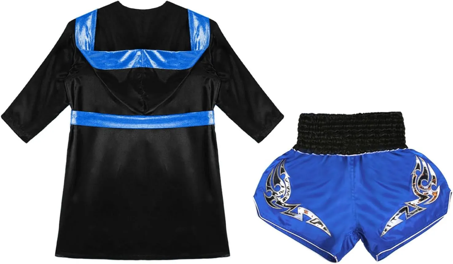 Hansber Kids Boys Boxer Costume Long Sleeve Boxing Robes with Shorts Boxing Hooded Cloak Uniform Outfits