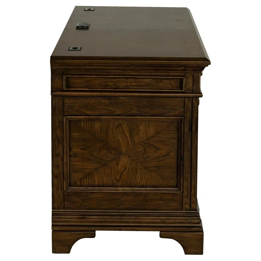 Hartshill 66-inch 5-drawer Credenza Office Desk - Burnish Oak