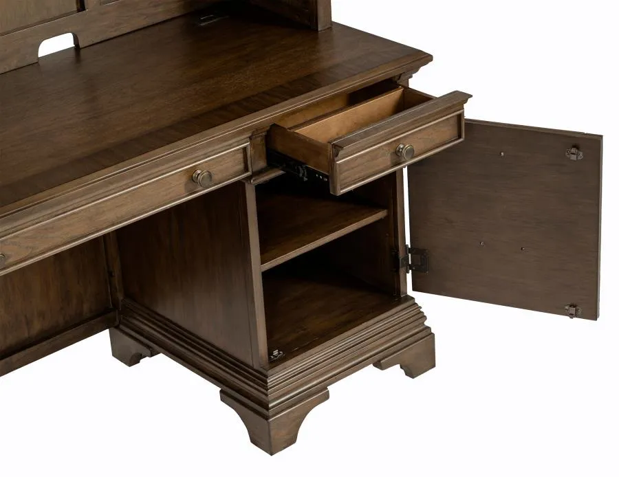 Hartshill 66-inch 5-drawer Credenza Office Desk - Burnish Oak