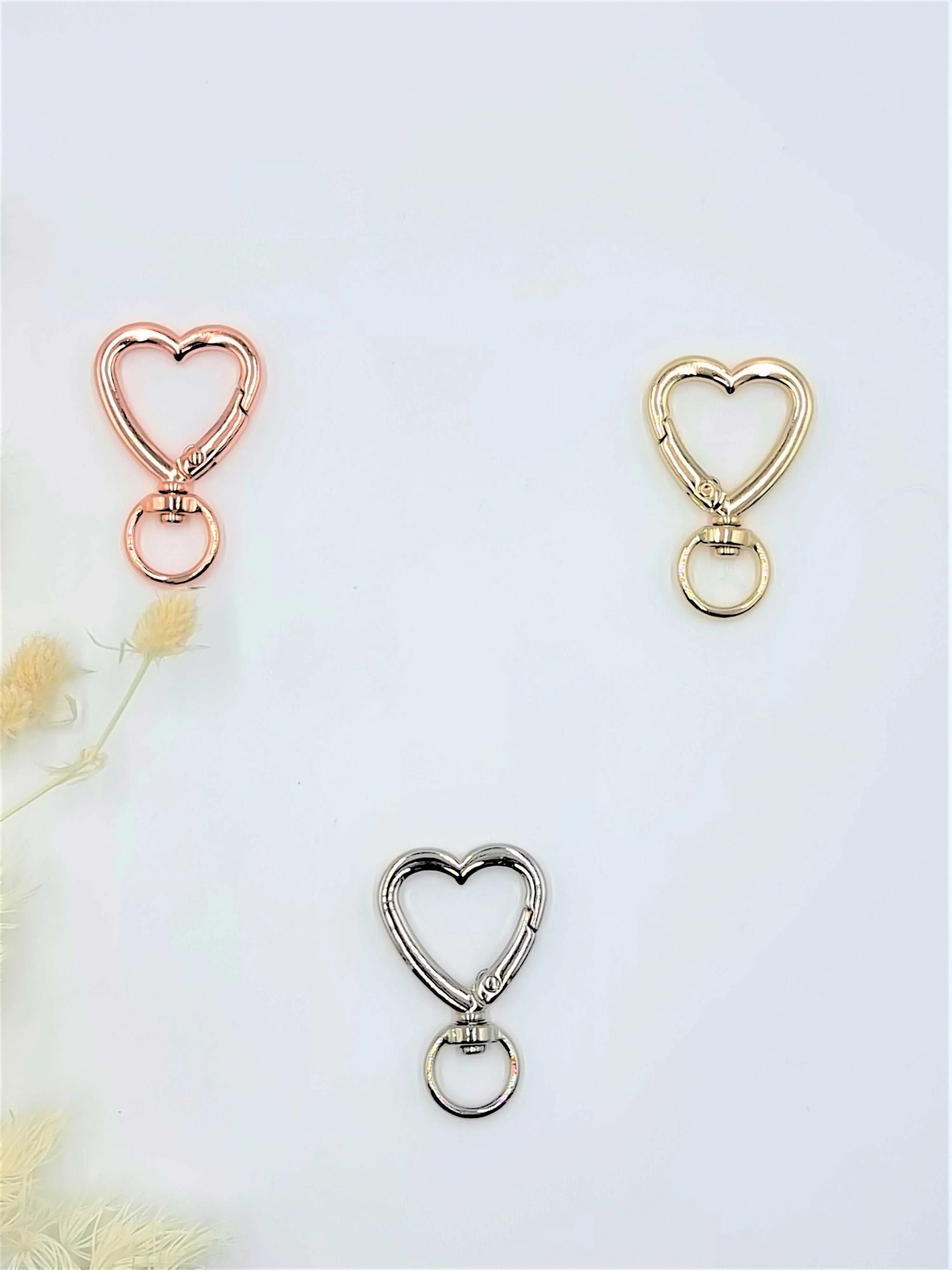 Heart Shaped Key Ring Clasps 3 Piece 27mmx40mm | Heart Key Ring