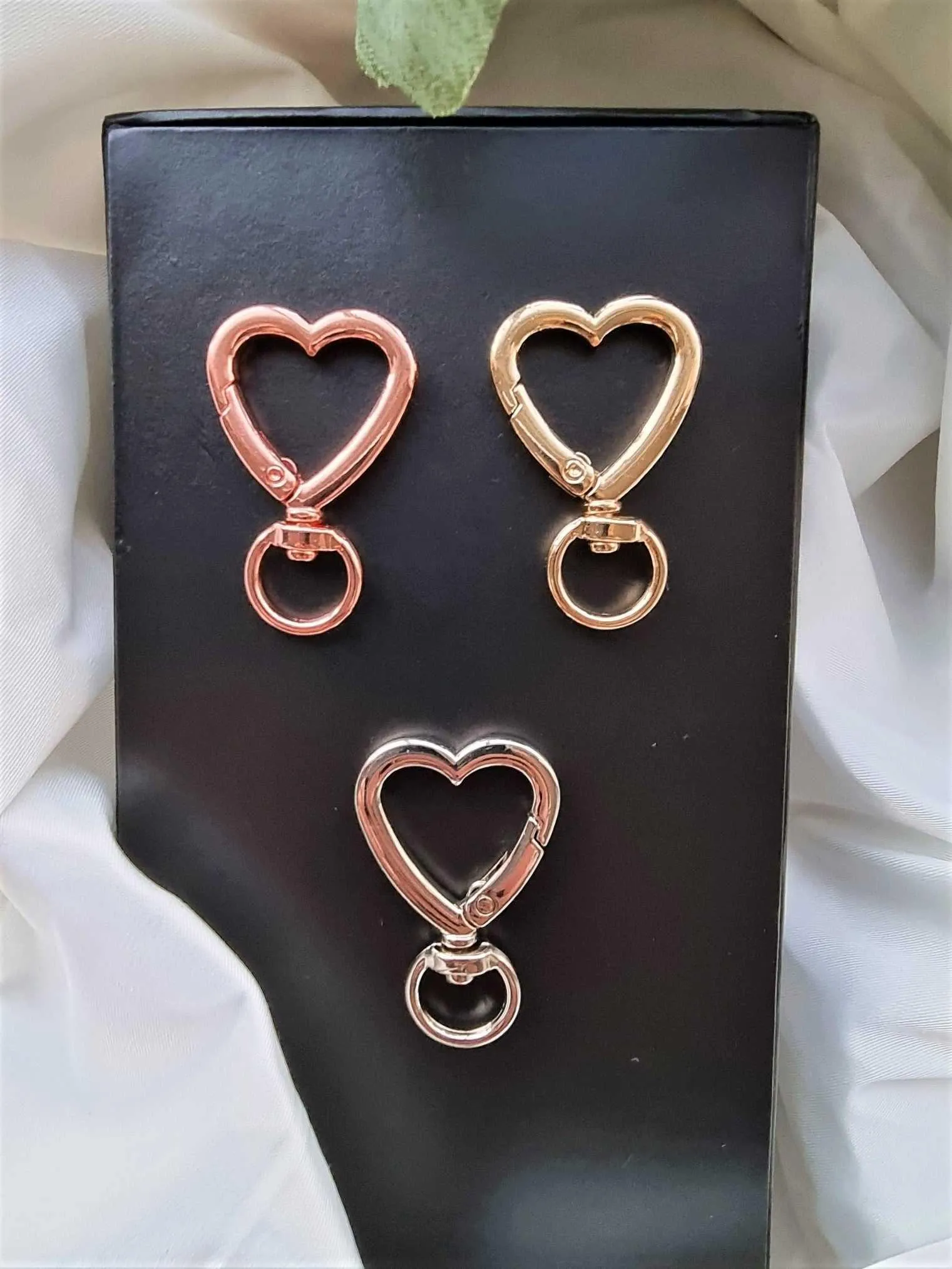 Heart Shaped Key Ring Clasps 3 Piece 27mmx40mm | Heart Key Ring