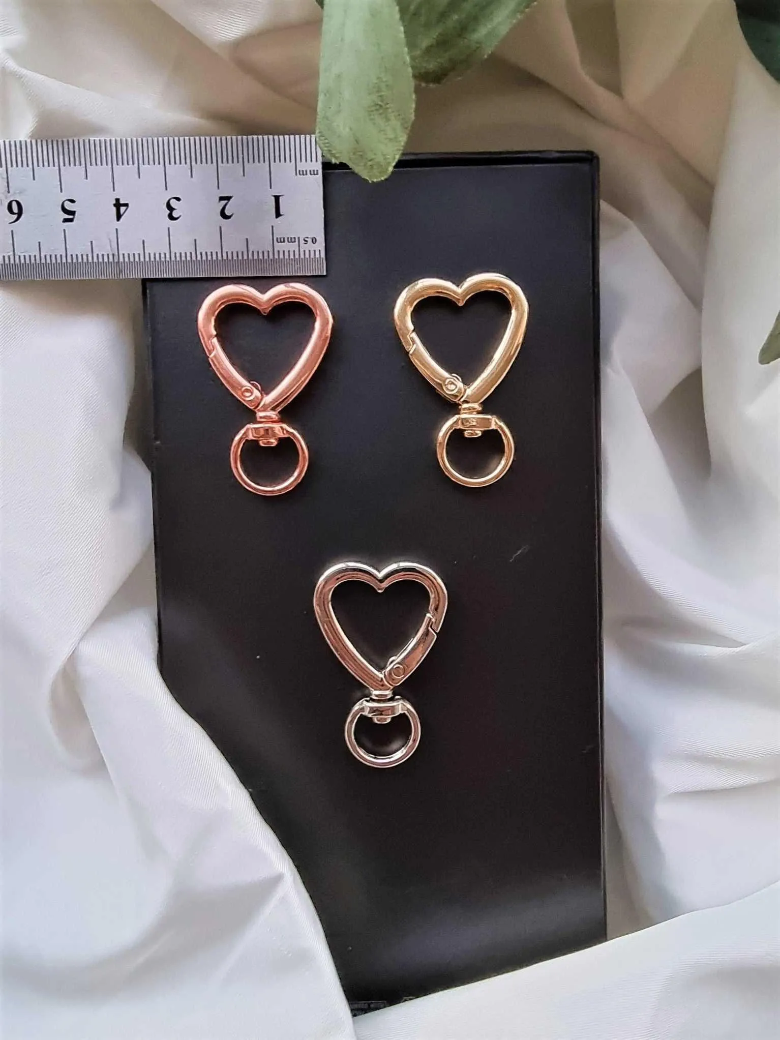 Heart Shaped Key Ring Clasps 3 Piece 27mmx40mm | Heart Key Ring