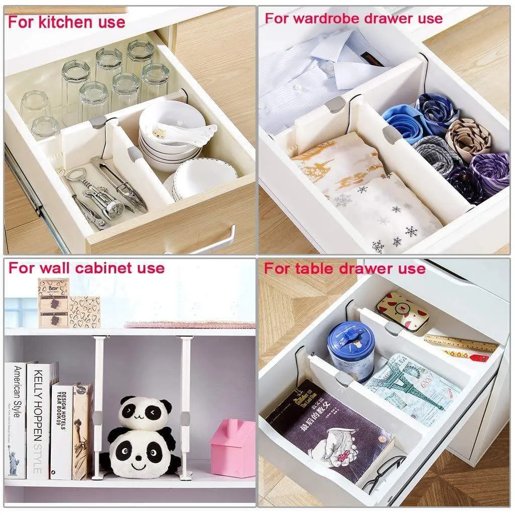 Hipiwe Drawer Dividers Organizer Expandable Dresser Drawer Organizers Adjustable Foam Ends Drawer Organization Separators for Kitchen, Bedroom, Bathroom,Office Drawers (Pack of 3)