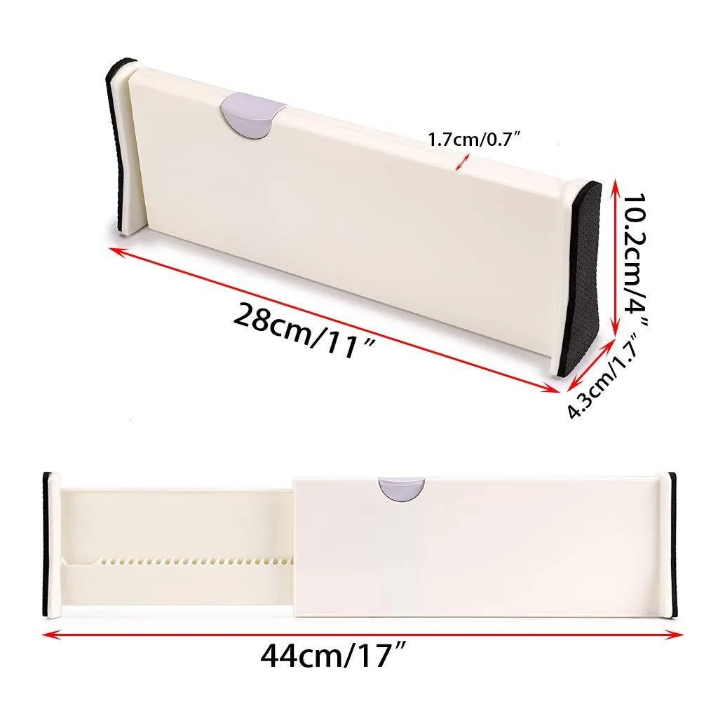 Hipiwe Drawer Dividers Organizer Expandable Dresser Drawer Organizers Adjustable Foam Ends Drawer Organization Separators for Kitchen, Bedroom, Bathroom,Office Drawers (Pack of 3)