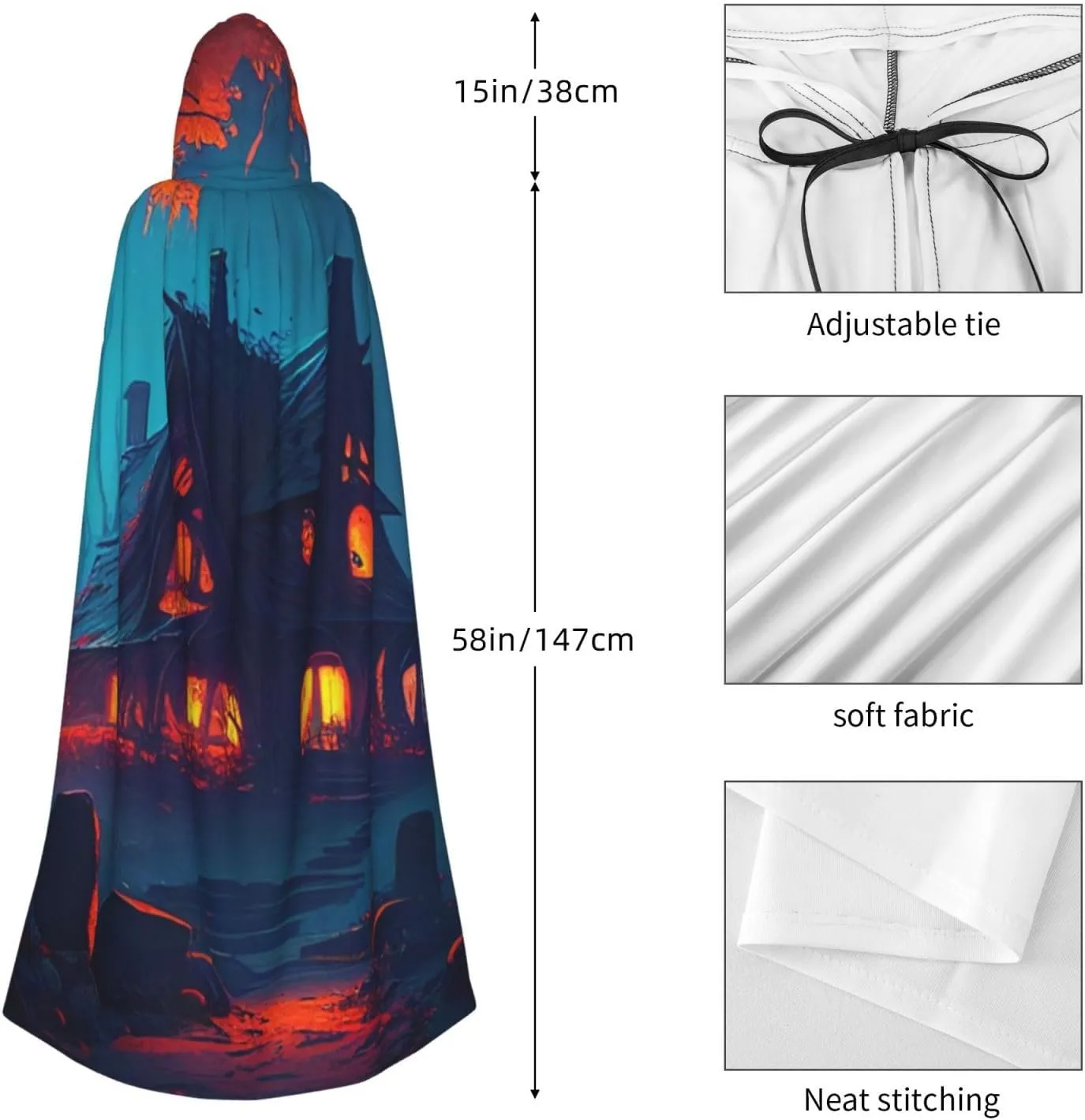 Hooded Cloak for Women Adult Cloak Witch Cape Christmas Halloween Costume Women151