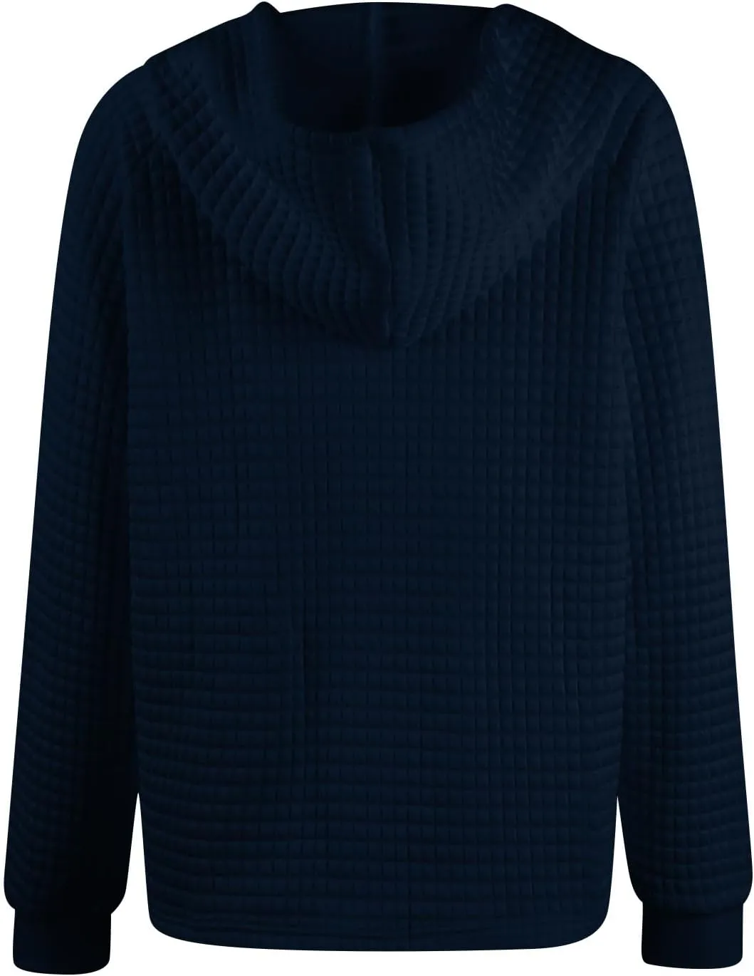 Hoodies For Women Waffle Knit Long Sleeve Shirts Drawstring Button V Neck Tops Fall Loose Fit Pullover Sweatshirt
