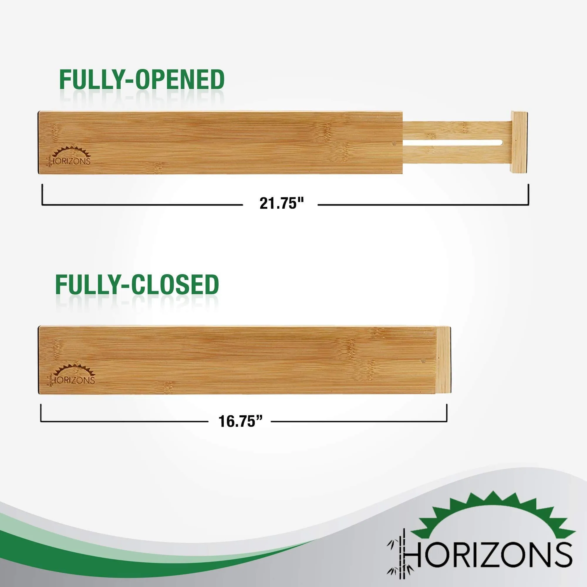 Horizons Adjustable & Stackable 100% Eco-Friendly Bamboo Drawers (Set of 6) - Kitchen Drawer, Desk, Dresser, Bathroom; Divide & Organize