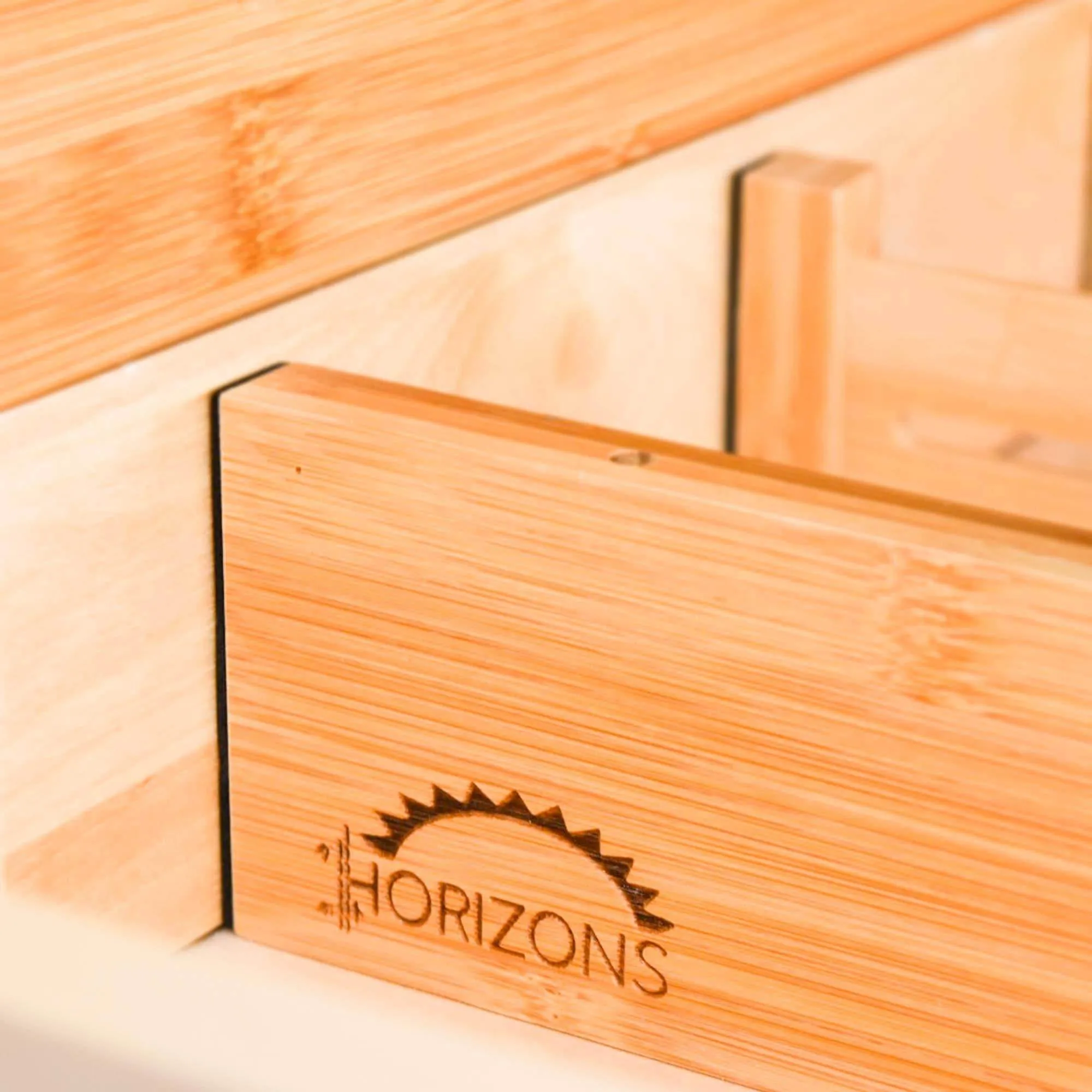 Horizons Adjustable & Stackable 100% Eco-Friendly Bamboo Drawers (Set of 6) - Kitchen Drawer, Desk, Dresser, Bathroom; Divide & Organize
