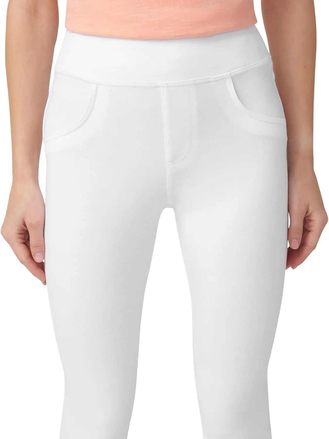 HUE Women's Super Soft Stretch High Rise Denim Capri Leggings with Tulip Hem, No Side Seams