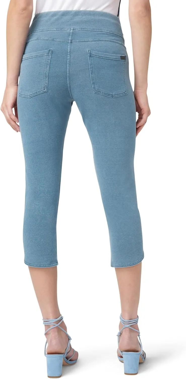HUE Women's Super Soft Stretch High Rise Denim Capri Leggings with Tulip Hem, No Side Seams