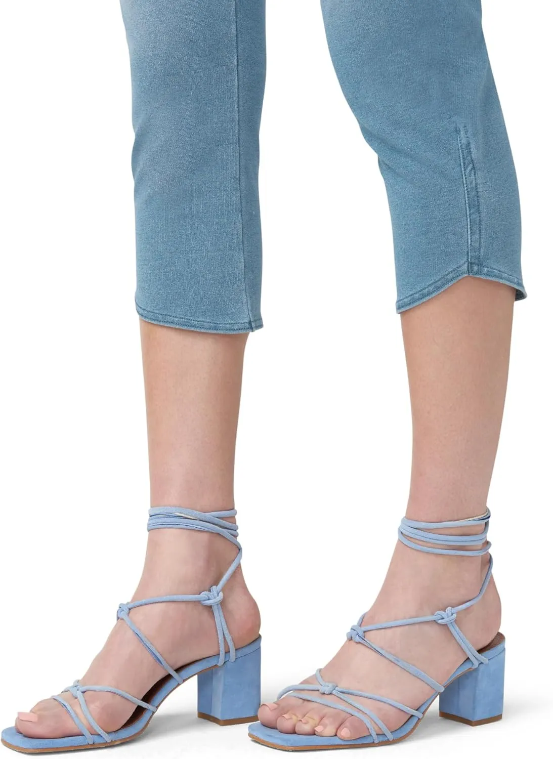 HUE Women's Super Soft Stretch High Rise Denim Capri Leggings with Tulip Hem, No Side Seams