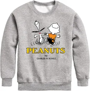 HYBRID APPAREL - Peanuts - Charlie Snoopy Dancing - Toddler & Youth Crewneck Fleece Sweatshirt