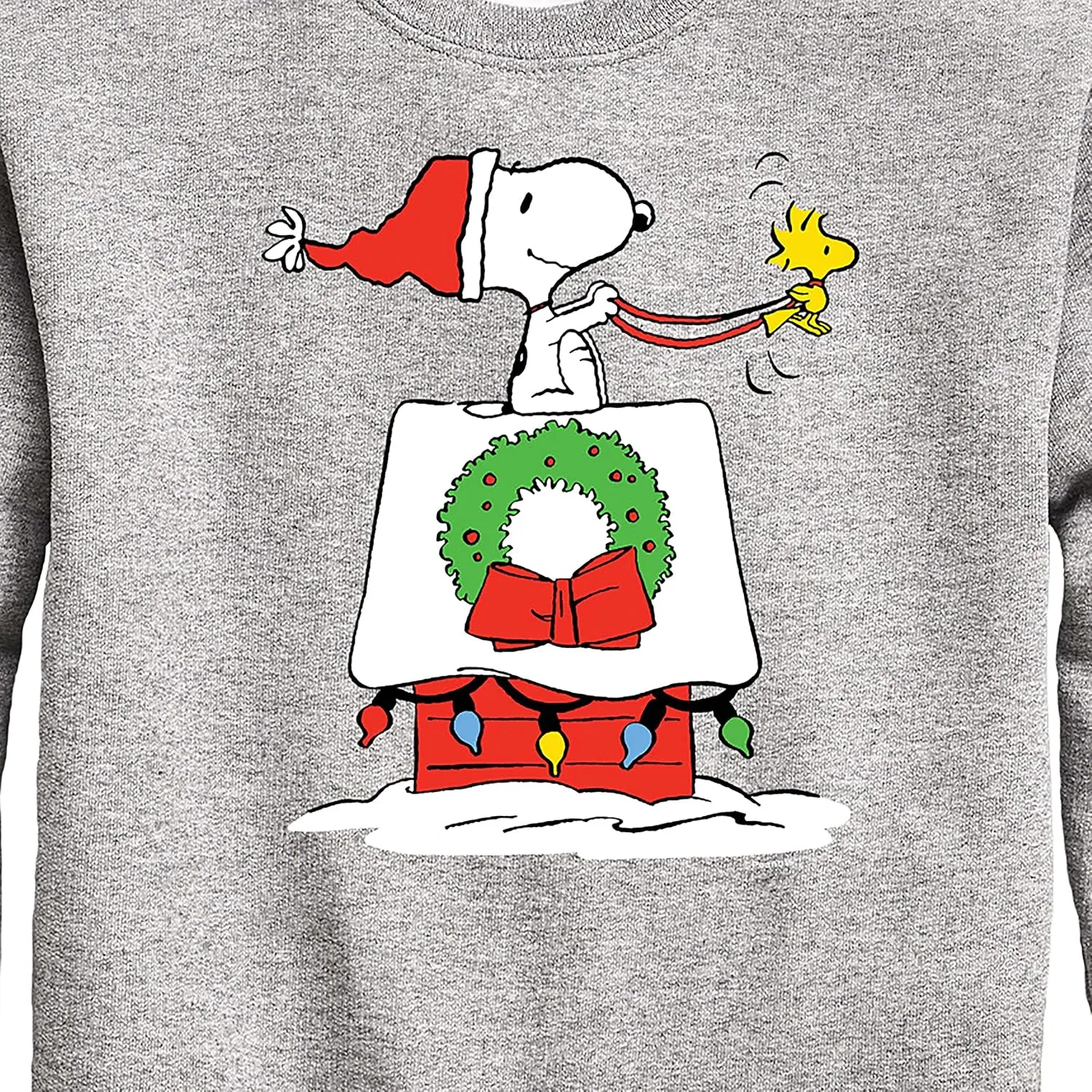 HYBRID APPAREL - Peanuts - Snoopy & Woodstock House Sleigh - Toddler and Youth Crewneck Fleece Sweatshirt
