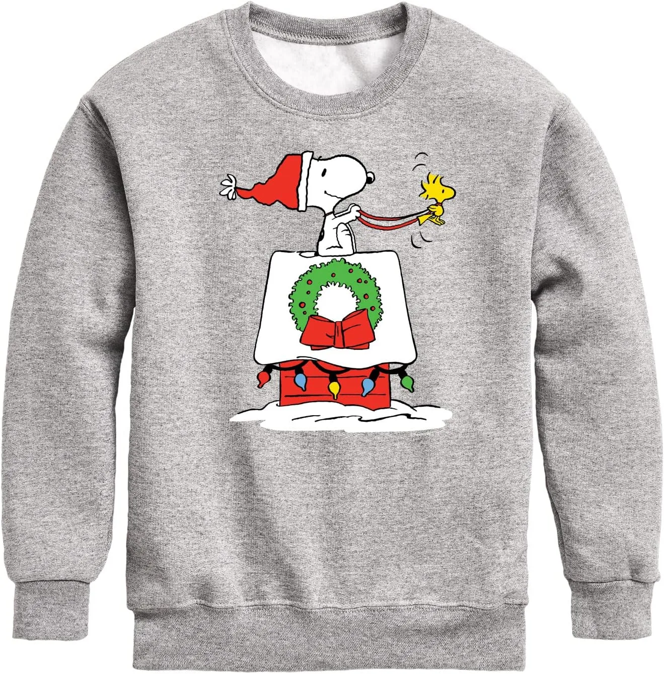 HYBRID APPAREL - Peanuts - Snoopy & Woodstock House Sleigh - Toddler and Youth Crewneck Fleece Sweatshirt