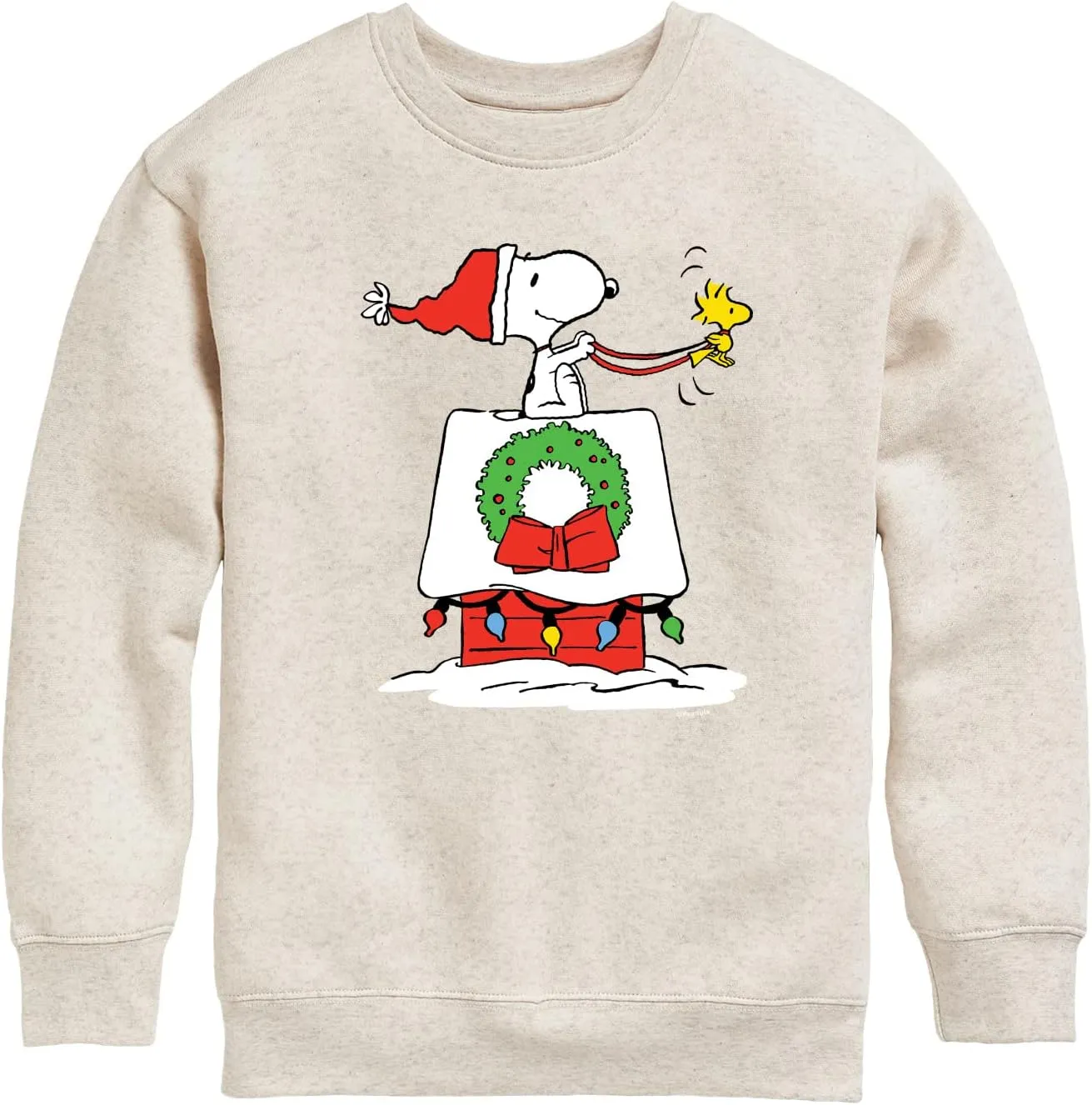 HYBRID APPAREL - Peanuts - Snoopy & Woodstock House Sleigh - Toddler and Youth Crewneck Fleece Sweatshirt