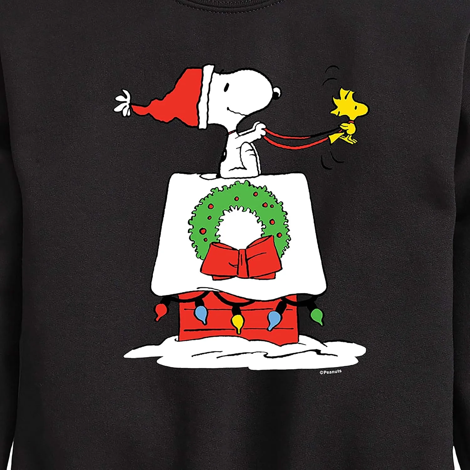 HYBRID APPAREL - Peanuts - Snoopy & Woodstock House Sleigh - Toddler and Youth Crewneck Fleece Sweatshirt