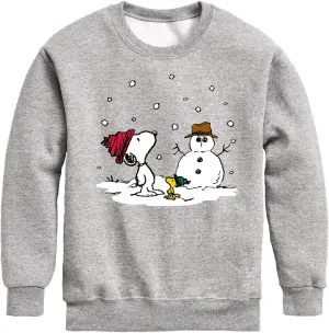 HYBRID APPAREL - Peanuts - Snoopy Woodstock Snowman - Toddler & Youth Crewneck Fleece Sweatshirt