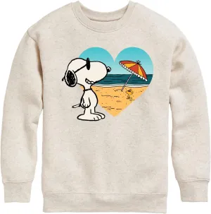 HYBRID APPAREL - Peanuts - Summer Edition - Snoopy Hearts The Beach - Toddler & Youth Crewneck Fleece Sweatshirt